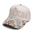 thumbnail image 4 of HuangHuanChen Women's Mama Trucker Hat Trendy MAMA Embroidered Baseball Cap for Women Adjustable Wide Brim Trucker Hat For Women Mama Hat Mother's Casual Sun Hat Beige One Size, 4 of 6
