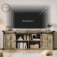 thumbnail image 3 of Garvee Farmhouse Entertainment Center TV Stand for 75 Inch TVs - Sliding Barn Doors - Storage Cabinets & Built-in Power Outlets - 70 Inch Media Console Table for Living Room or Bedroom - Light Gray, 3 of 8