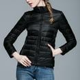 thumbnail image 4 of HNMKIU Women Winter Thin and Light Down Coat Casual Slim Quilted Jacket Womens Coats Stand Collar Warm Outerwear for Cold Weather Comfortable Fit 02_Black,L, 4 of 6