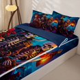 thumbnail image 3 of jejeloiu Ocean Adventure Art Zipper Twin Comforter Sets with Fitted Sheet and 2 Pillowcases Kids,Spooky Skeleton Print Zipper Bedding Set For Boys,Reversible,4 Pieces, 3 of 7