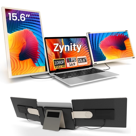 Zynity 15.6" Laptop Screen Extender, 1080P FHD Triple Portable Laptop Monitor Extender,Detachable Screen Travel Monitor for 13"-17.3" Laptops (Mac/Wins/Chrome/Dex)