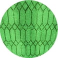 thumbnail image 1 of Ahgly Company Machine Washable Indoor Round Transitional Neon Green Area Rugs, 5' Round, 1 of 7