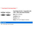 thumbnail image 2 of Front Brake Pad Set - Compatible with 1999 - 2002 Jeep Grand Cherokee 2000 2001, 2 of 2