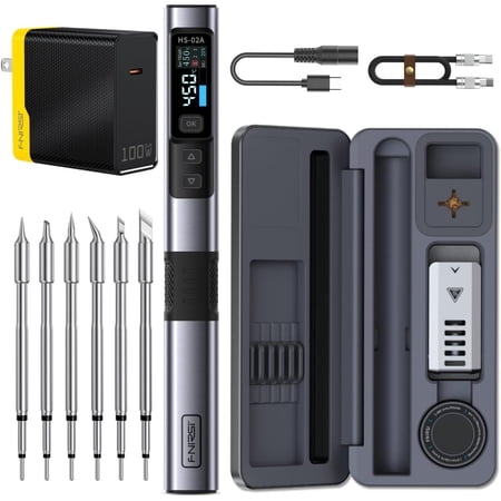 FNIRSI Portable Corded Soldering Iron Kit HS-02A 100W 6 Tips
