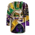 thumbnail image 4 of XMHJSMD 2024 Mardi Shirt for Women Carnival Themed Outfit Party Graphic 3/4 Sleeve Tunic Tops Crewneck Blouse Tshirt Women's Plus Size Tops (Hot Pink,Xxxxl), 4 of 5