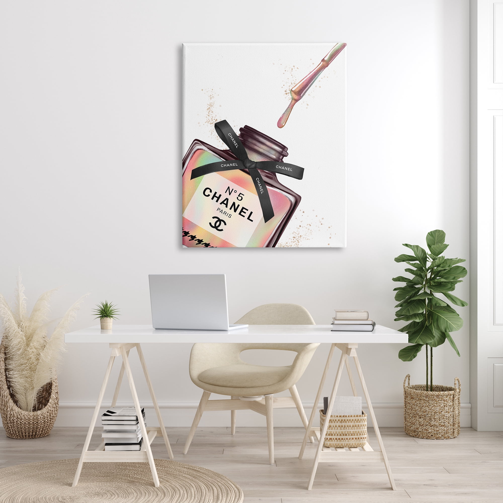 Stupell Industries Makeup Nail Polish Brush Rainbow Drip Fashion Design Canvas Wall Art by Ziwei Li