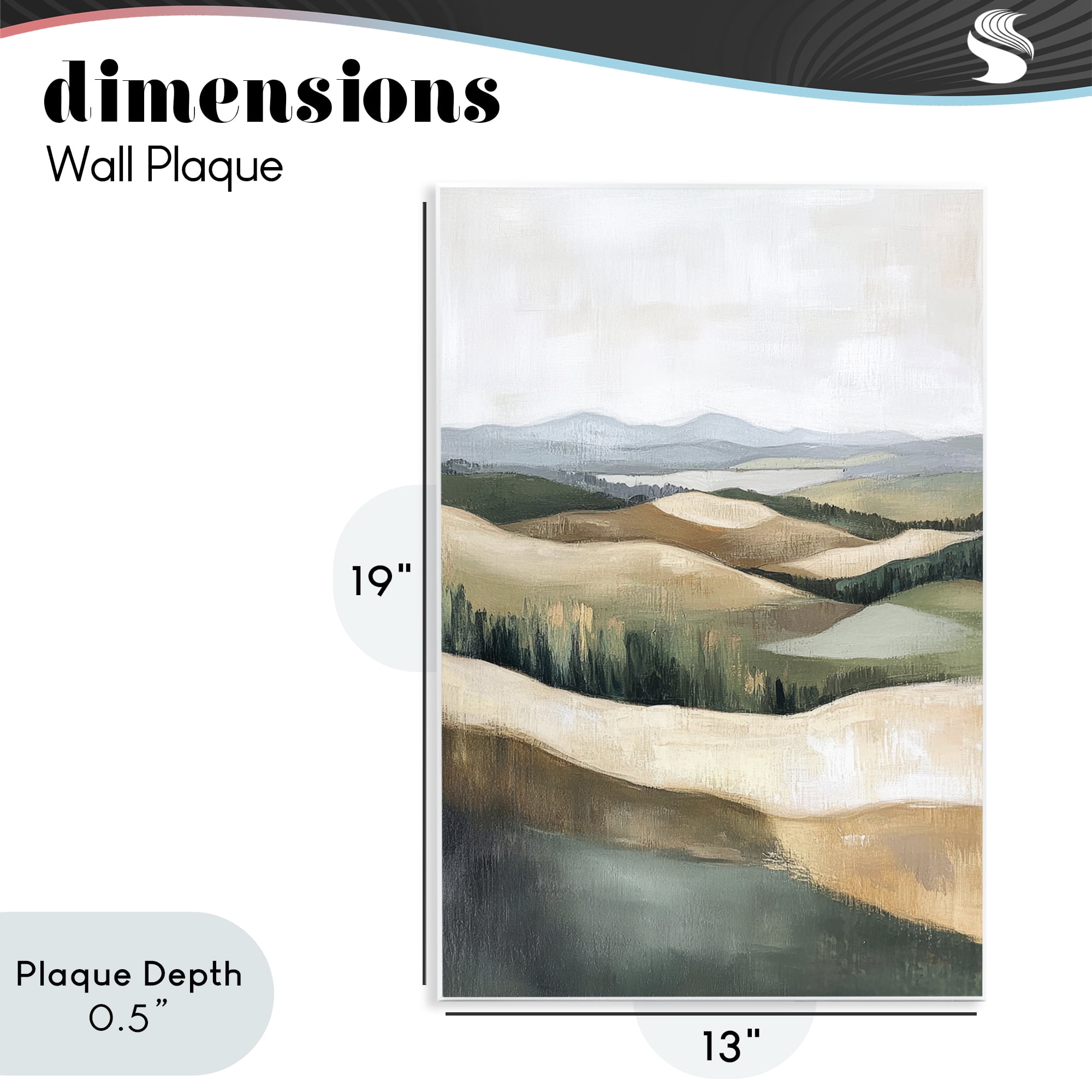 Stupell Industries Tranquil Rolling Hills & Fields Wall Plaque Art, design by Petal Prints Design