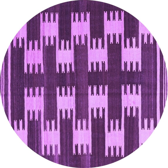 Ahgly Company Indoor Round Abstract Purple Contemporary Area Rugs, 8' Round