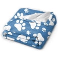 thumbnail image 3 of Dog Footprints Blue Throw Blankets Ultra Soft Fleece Blanket for Sofa Couch Camping Travel Lightweight & Warm Cute Puppy Paws Bed Blanket for All Seasons Home Decor, 40"X30", 3 of 17