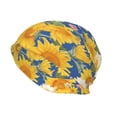thumbnail image 2 of Fuzoiu Vintage White Yellow Sunflower Print Winter Beanie Hat for Men & Women,Warm Knit Cap,Women Windproof Watch Hat,Knit Warm Unisex Beanie, 2 of 7
