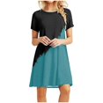 thumbnail image 1 of Ersazi Robe pour Femmes 2023 Mode pour Femmes Col Rond Chandail à Enfiler avec Manches Courtes Imprimées Décontractée Ample Longueur Genou en Liquidation Bleu G, 1 of 6