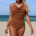 thumbnail image 4 of Maillot de Bain Uni Taille Haute avec Bretelles Ajustables pour Plage Piscine Bikini Homme Bain Shorts Rouges pour Hommes Maillots de Bain pour Femmes Robes Bikini en Latex Bikini Taille Haute Shorts Longs pour Hommes Jean pour Hommes, 4 of 5