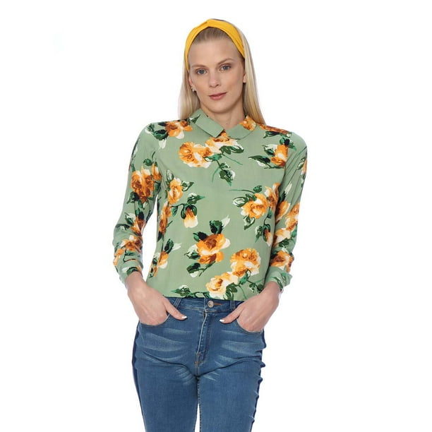 Blusa verde floreada new arrivals