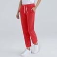 thumbnail image 5 of YABCSAZ Womens High Waist Casual Pants Drawstring Loose Straight Leg Tapered Vacation Lounge Pants Comfy Trousers with Pocket, 5 of 8