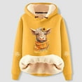 thumbnail image 2 of Telankuip Womens Sherpa Fleece Lined Christmas Hoodies Cute Girly Style Highland Cow Graphic Long Sleeve Hooded Sweatshirts Loose Soft Winter Warm Comfort Holiday Pullover Tops Yellow XL, 2 of 3