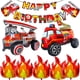 thumbnail image 2 of Globos de aluminio para decoración de fiesta de cumpleaños con forma de camión de bomberos, globos con llamas de fuego y tema de bombero para niños, suministros para fiesta de cumpleaños, 2 of 5