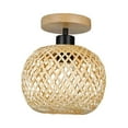 thumbnail image 3 of Lámpara colgante Lámpara de mesa de bambú sin bombilla E26 Dormitorio Barra tejida a mano Estilo vintage con pantalla de bambú tejida Decoración, 3 of 9