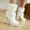 White, variant on Women Plus Size Round Toe Faux Plush Trim Winter Ankle Boots Platform Chunky Block Heel Warm Comfort Dress Booties for Ladies Red 4.5(35)