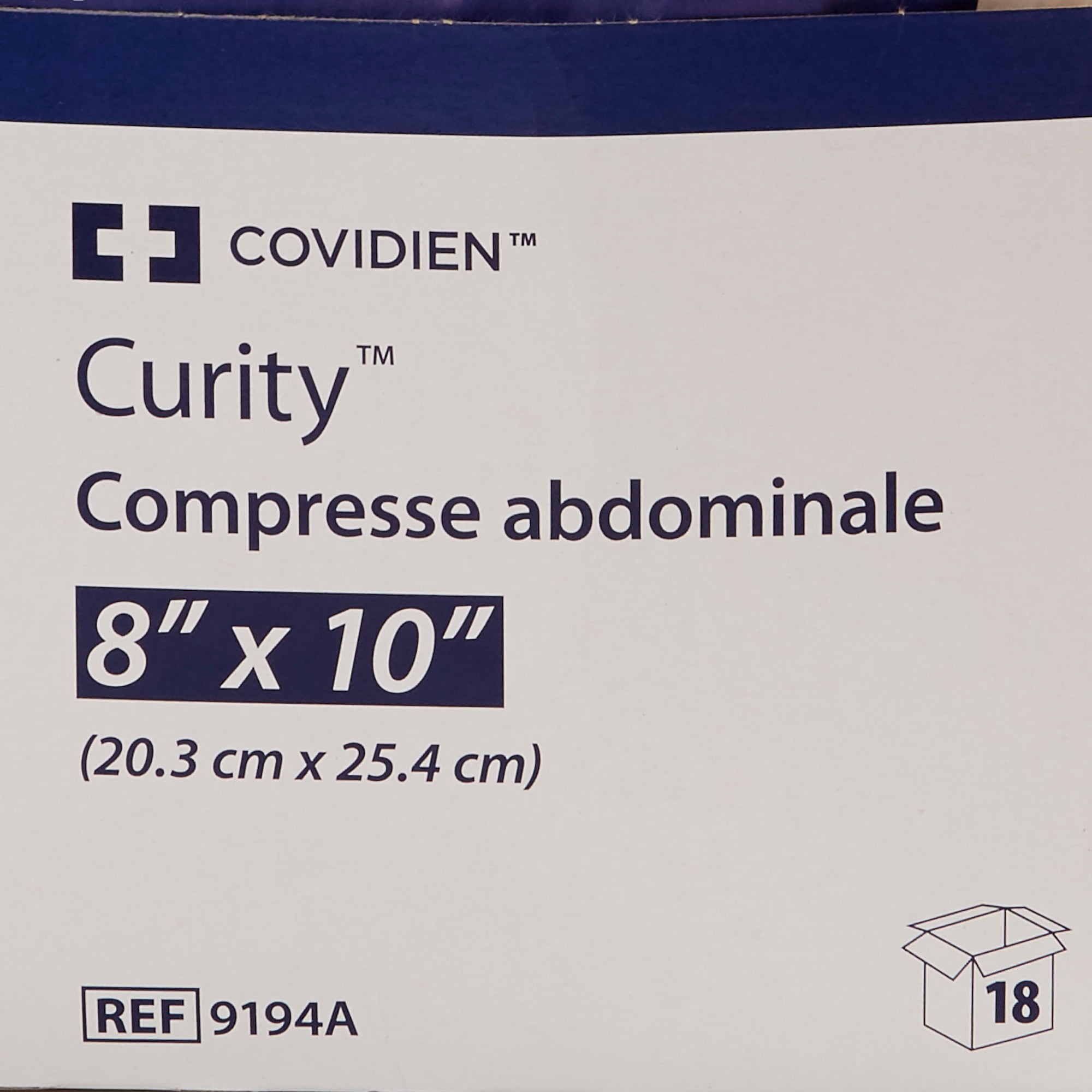 Curity Abdominal Pads, Sterile Gauze Dressing, 8 in x 10 in, 18 Count, 12 Packs, 216 Total