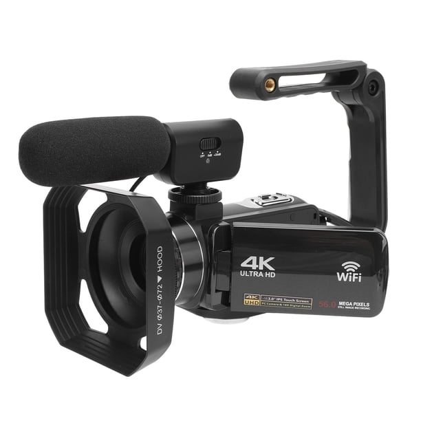 Cámara WiFi Vlogging, 56MP Batería De Larga Duración Videocámara Multifunción 4K Pantalla Táctil De 3 Pulgadas Zoom 18X Liviana Con Micrófono Estabilizador Para YouTube