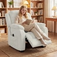 thumbnail image 2 of HOMCOM Massage Recliner Chair with Quiet Motor Pet-Friendly Fabric Cream, 2 of 10