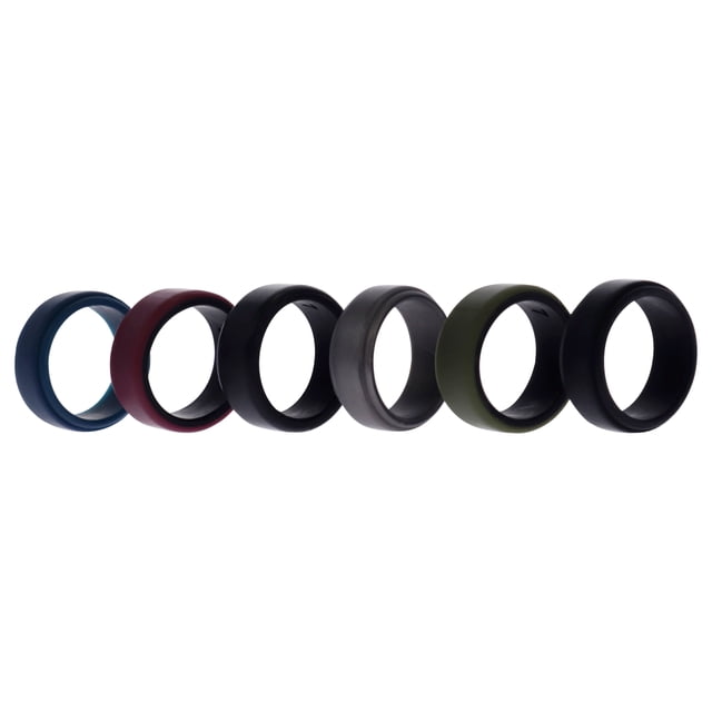 Juego de Anillos de Boda de Silicona ROQ 2 Capas Biselados 8 mm Azul