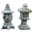 thumbnail image 2 of Estatua de resina Shamjiam 2x 1 par de linterna de pagoda oriental para Jardín Patio bonsái, 2 of 8