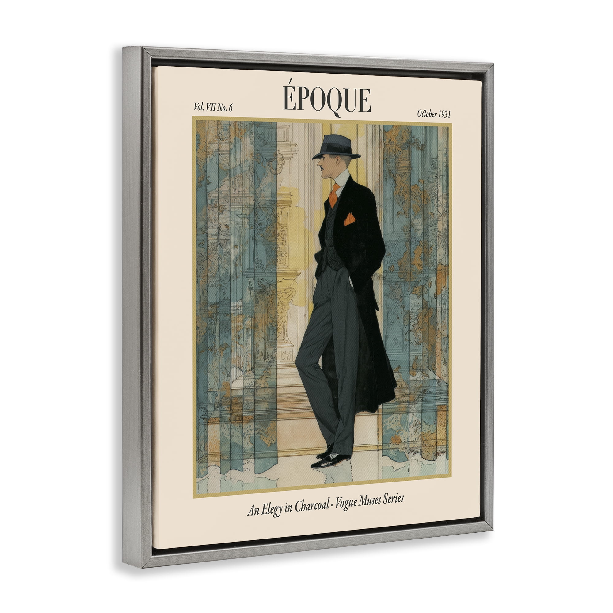 Stupell Industries The Gentleman Magazine Gray Framed Floater Canvas Wall Art, design by A Barefoot Stylist