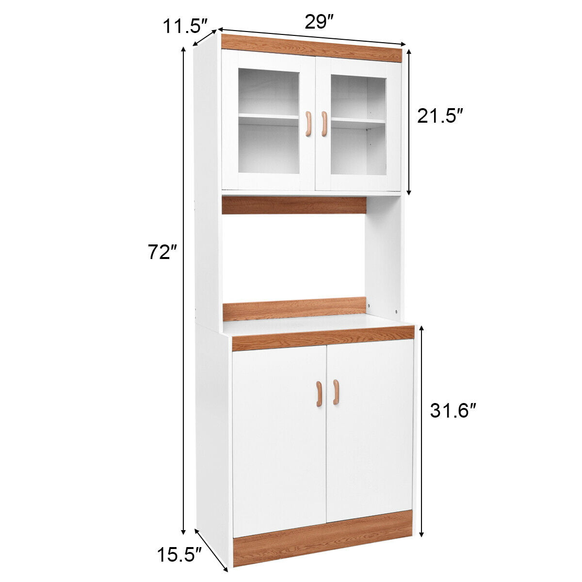 Gymax Tall Microwave Cart Stand Kitchen Storage Cabinet Shelves Pantry ...
