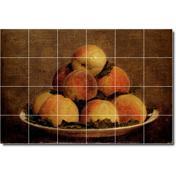 Ceramic Tile Mural-Henri Fantin-Latour Fruit Vegetables Custom Tile Mural 12. 25.5" w x 17" h using (24) 4.25 x 4.25 ceramic tiles