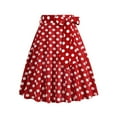 thumbnail image 2 of AKOEE Vintage Tea Length Skirts for Women Elegant Party Cocktail High Waist Dots Swing Midi Skirt with Bow Belt (XX-Large, Red), 2 of 5