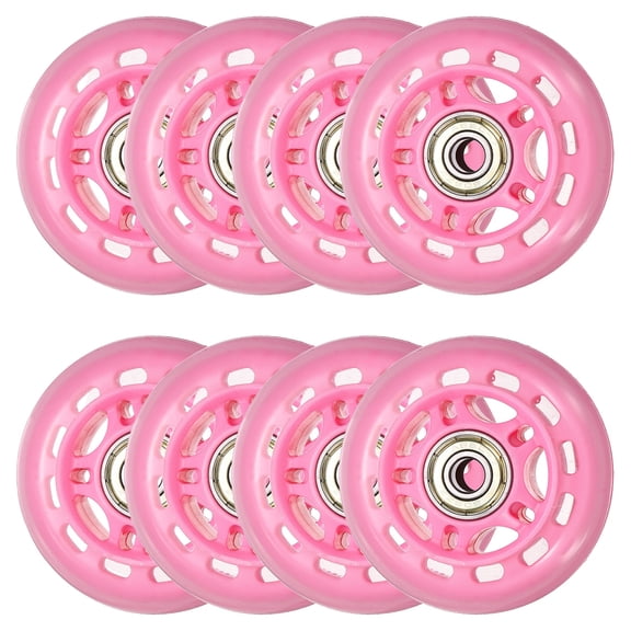 Uxcell Inline Skate Wheels with Bearings, Outdoor & Indoor Roller Skate Wheel Inline Skate Replacement ( 68mm, 8Pack, Pink ) for Scooter