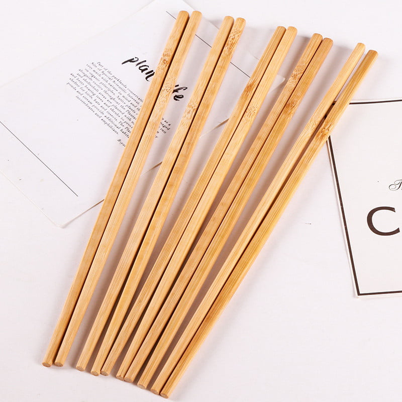 5pairs Reusable Natural Wavy Wood Chopsticks Chinese Chop Sticks Food StickY ZC 