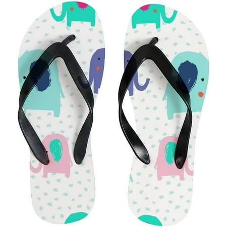 

Dreamtimes Flip Flops Slippers Cute Elephants Animal Polka Dots for Women Girl Men Sandals Beach Summer Shower Slippers