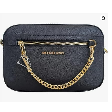 Michael Kors Women s Adult Two inside pockets leather East West Chain Crossbody Bag  Black/Large