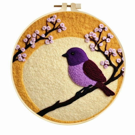 Sparrow Needle Felting Set, Beginner Felt Painting Set, With Wool Felt Painting Set, Decorative Frame, Suitable for Home Decoration