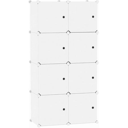 Cube Storage Organizer with Doors, 8-Cube Shelves, Closet Cabinet, DIY Plastic Modular Bookshelf, Storage Shelving Ideal for Bedroom, Living Room, 24.8" L × 12.4" W × 48.4" H Black UGSHS3008A