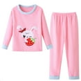thumbnail image 3 of Kids Pjs Girls Girls Pajama Sets Long Sleeve Top and Pants Winter Flannel Fleece Thermal Cozy Soft Toddler Sleepwear for Indoor Outdoor Kids Pajamas Pink 12 Months-24 Months, 3 of 3