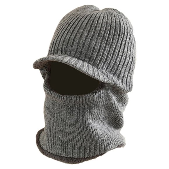 CRAFTHROU Grey Winter Warm Hat Knitted with Fleece Lining Windproof Tuque for Unisex Style