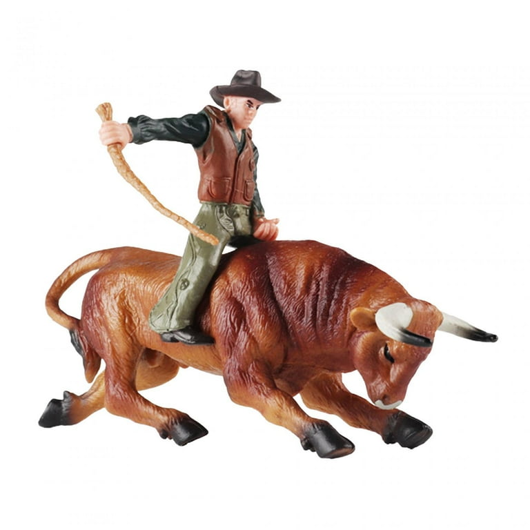 bull Riding Figurine bull Riding Figurine Miniature Farm Animal