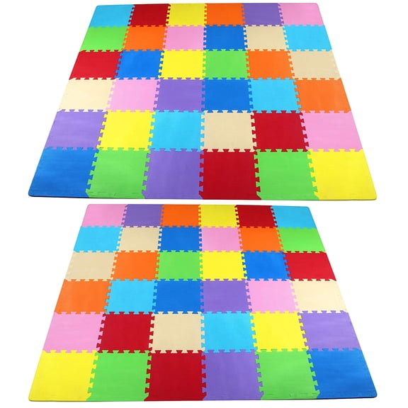 BalanceFrom 2-Pack 36-Count 12”x12” Interlocking Puzzle Play Mat, 0.4” Thick, Multicolored