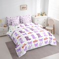 thumbnail image 2 of jejeloiu Purple Coquette Bow 7-Piece Twin Bedding Sets Kids,Cute Western Cowgirl Boot Pattern Bedding Comforter Set For Girls,Reversible, 2 of 7