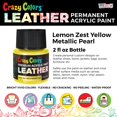 thumbnail image 2 of Crazy Colors Lemon Zest Yellow Metallic Pearl Premium Acrylic Leather and Shoe Paint, 2 oz Bottle - Flexible, Crack, Scratch, Peel Resistant - Artist Create Custom Sneakers, Jackets, Bags, Purses, 2 of 4