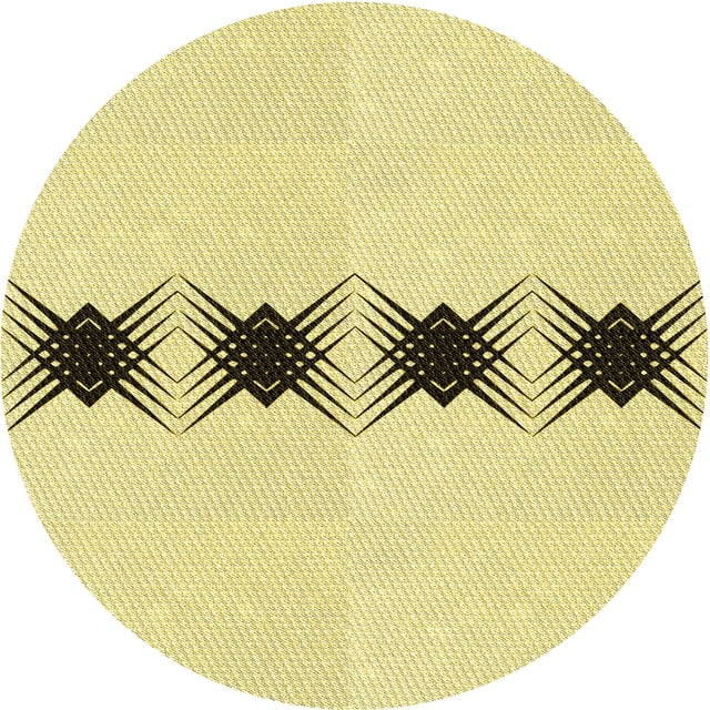 Ahgly Company Tapis Rond Lavable en Machine Intérieur Transitionnel Jaune Soleil, 5 Pieds Rond