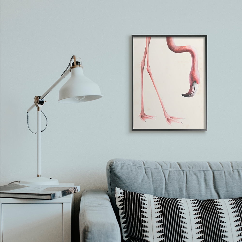 Stupell Industries Pink Flamingo Bending Feet Beak Detail Black Framed by Grace Popp
