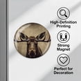 thumbnail image 3 of Round Fridge Magnets, 1Pcs 2.2in Cute Refrigerator Magnets Decorative for Whiteboard, Classroom, Locker, Kitchen, Birthday Gifts - Moose with Large Antlers on Head Stands in Front of Old Wall, 3 of 6