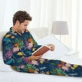 thumbnail image 6 of Naloa Undersea Animals Men’s Pajamas Set - Long Sleeve Button Down Sleep Shirt and Pajama Bottoms Sleepwear Set-Medium, 6 of 7