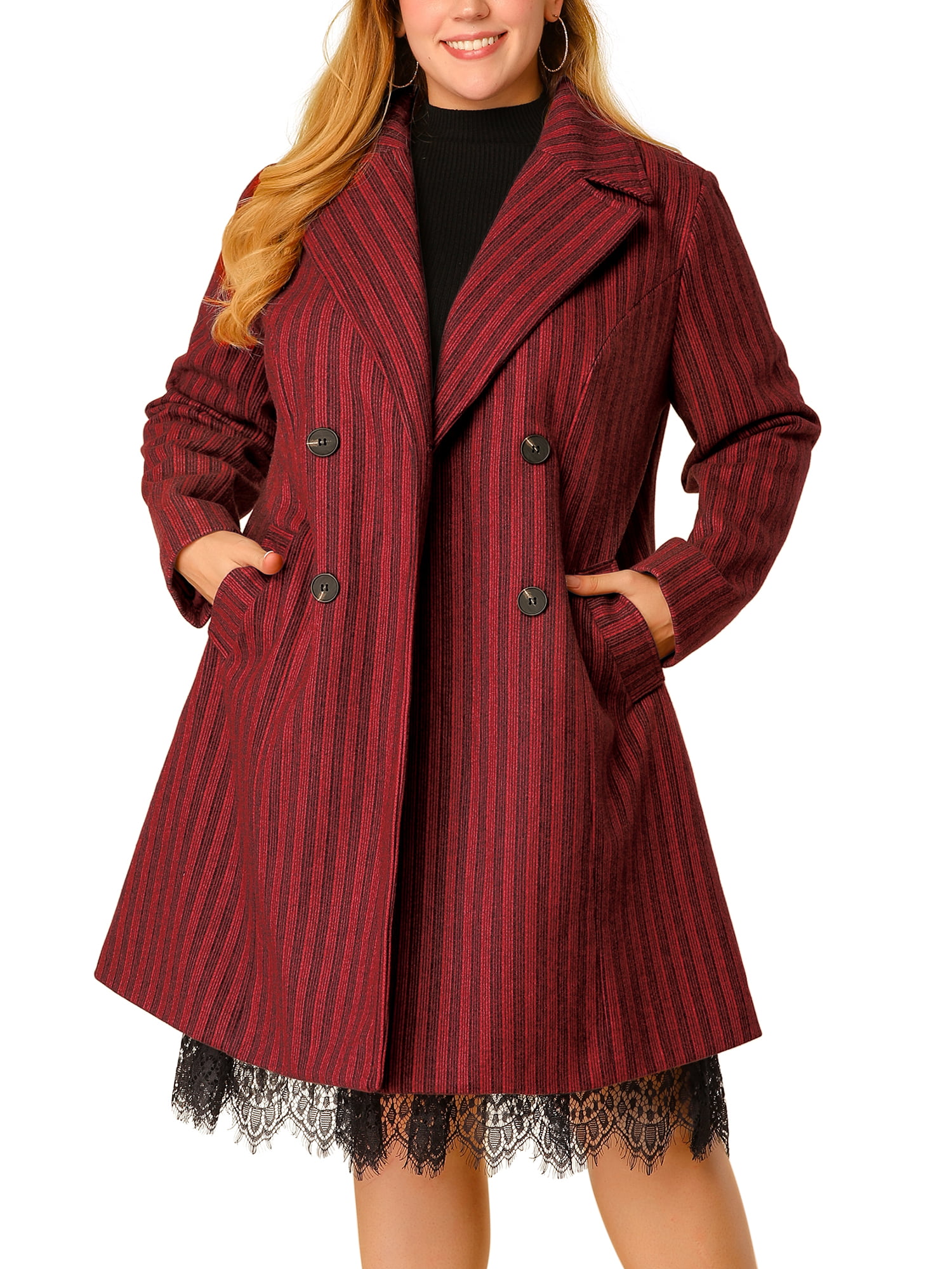 Roaman's Women's Plus Size A-Line Driving Coat Wool Coat 