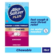 Alka Seltzer Plus Cough & Sore Throat Fizzy Chews, On The Go, Raspberry, 16 Count