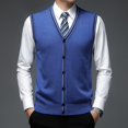 thumbnail image 2 of Nuevo cárdigan de punto con botones para hombre, suéter de lana sin mangas con cuello en V para primavera y otoño, chaleco informal para hombre, cárdigan de punto, 2 of 5